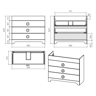 Напольная тумба под раковину Misty Лейла 98 см Пр-Лей01100-013Я белый